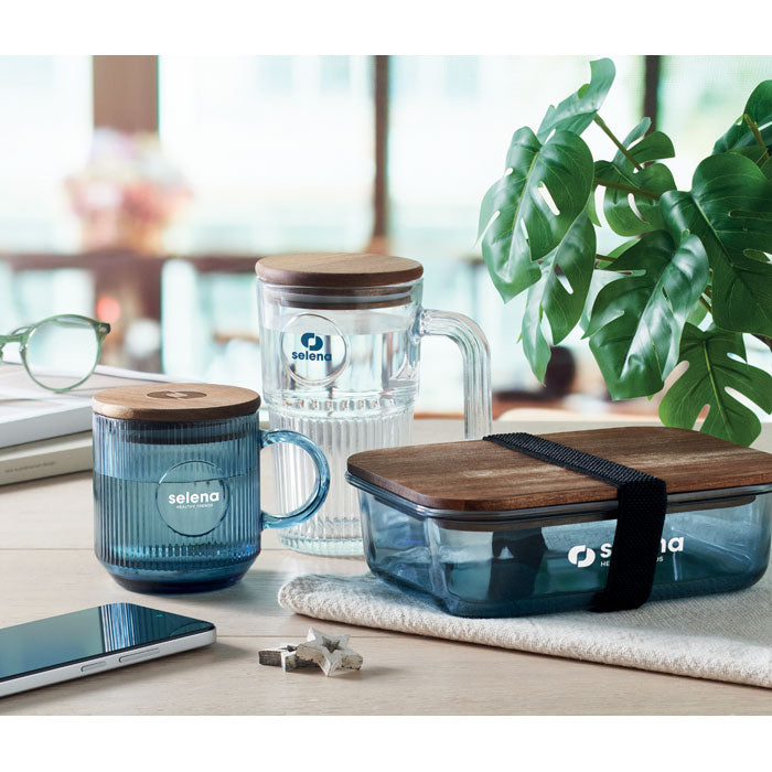 VITRIO MUG — Bleu Transparent — exemple de marquage